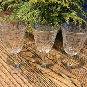3 etched glass depression glass glasses